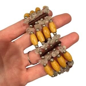 Handmade Vintage Native American Made Bracelet Adjustable Leather Suede Beaded